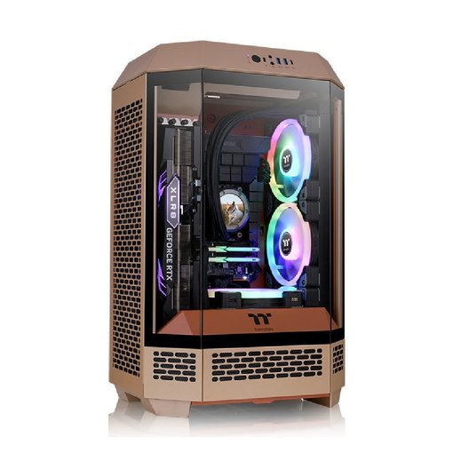 Gabinete Thermaltake The Tower 300 Gravel Sand Micro ATX Mini Tower vertical color arena con paneles de vidrio templado y diseño compacto para PC gamer.