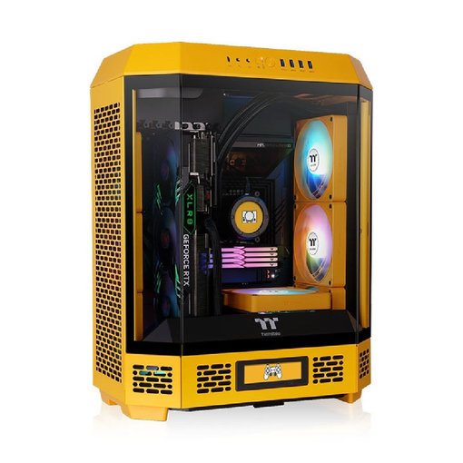 Gabinete Thermaltake The Tower 600 Bumblebee ATX Mid Tower vertical con paneles de vidrio templado