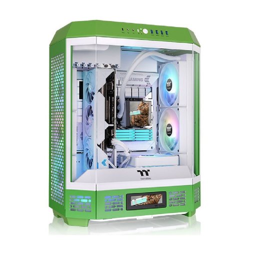 Gabinete Thermaltake The Tower 600 Light-Year Green ATX Mid Tower vertical con paneles de vidrio templado