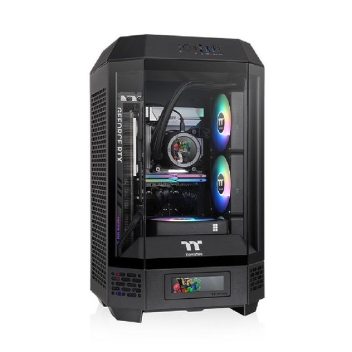 Gabinete Thermaltake The Tower 250 negro Mini-ITX Mini Tower vertical con paneles de vidrio templado y diseño compacto para PC gamer.