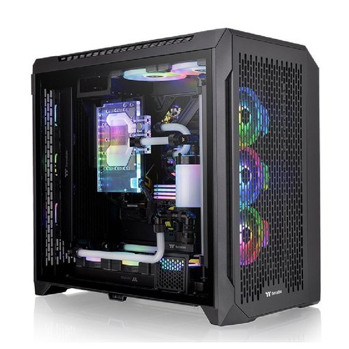 Gabinete Thermaltake CTE C750 Air Black E-ATX Full Tower con diseño de alto flujo de aire, amplio espacio interno y soporte para componentes de alto rendimiento.