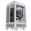 Gabinete Thermaltake The Tower 100 Snow Mini-ITX Mini Tower vertical blanco con paneles de vidrio templado y diseño compacto para PC gamer.