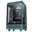 Gabinete Thermaltake The Tower 100 Racing Green Mini-ITX Mini Tower vertical verde con paneles de vidrio templado y diseño compacto para PC gamer.