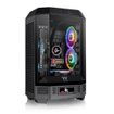 Gabinete Thermaltake The Tower 300 Black Micro-ATX Mini Tower vertical negro con paneles de vidrio templado y diseño compacto para PC gamer.