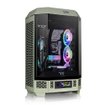 Gabinete Thermaltake The Tower 300 Matcha Green Micro-ATX Mini Tower vertical verde con paneles de vidrio templado y diseño compacto para PC gamer.