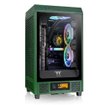 Gabinete Thermaltake The Tower 200 Racing Green Mini-ITX Mini Tower vertical verde con paneles de vidrio templado y diseño compacto para PC gamer.