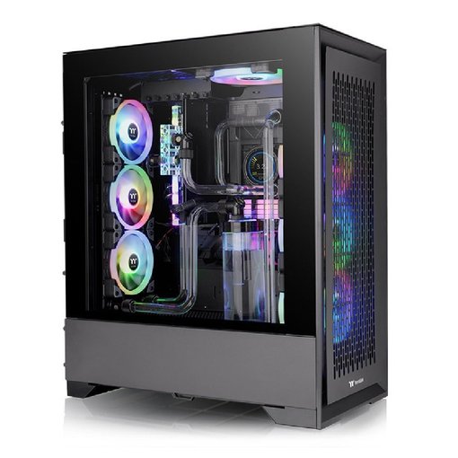 Gabinete Thermaltake CTE T500 Air Black E-ATX Full Tower negro con diseño de alto flujo de aire y amplio espacio interno para componentes de alto rendimiento.