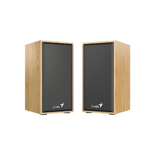 Parlantes Genius SP-HF180 Nordic Pine de madera con conexión USB y audio 3.5 mm.