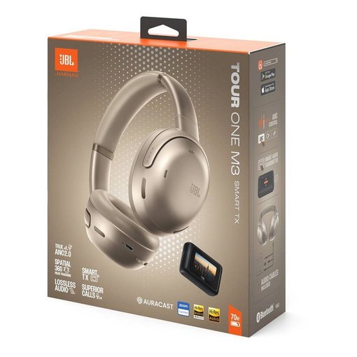 Auriculares JBL Tour One M3 Smart Tx con cancelación de ruido adaptativa, pantalla Smart Tx y sonido JBL Pro.