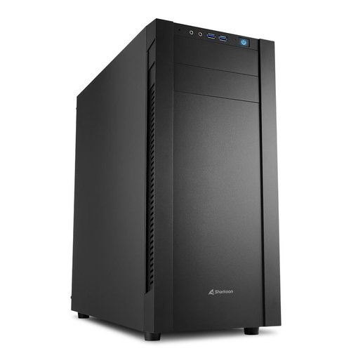 Gabinete Sharkoon S25-V ATX Black con USB 3.0 frontal y diseño de alto flujo de aire para PC gamer.
