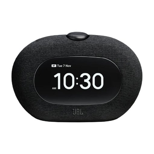 Parlante JBL Horizon 3 Black con reloj despertador, conexión Bluetooth, radio FM, pantalla integrada y sonido JBL de alta calidad, modelo JBLHORIZON3BLKAM.