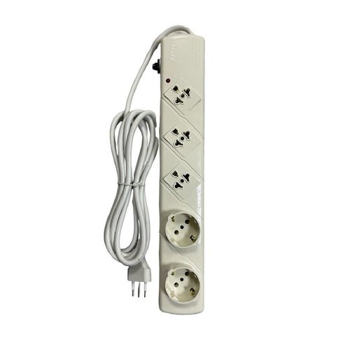 Zapatilla eléctrica genérica con cable de 3 metros y 5 tomas en línea