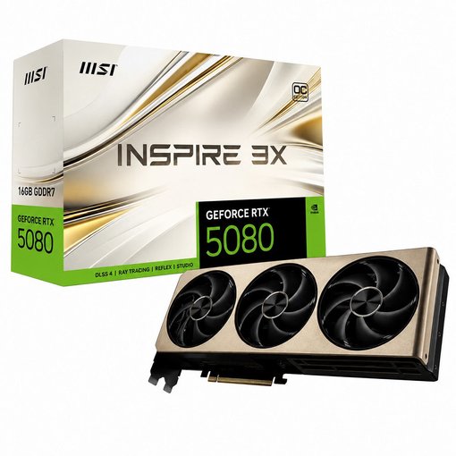 Imagen de TARJETA DE VIDEO MSI GEFORCE RTX 5080 INSPIRE 3X OC 16GB GDDR7 PCIE 5.0