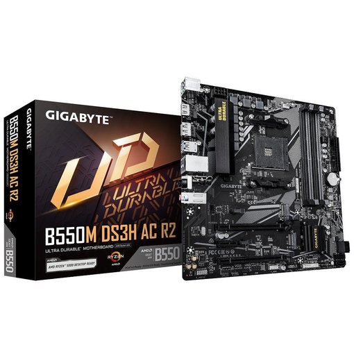 Imagen de MOTHERBOARD GIGABYTE B550M DS3H AC R2 AM4 DDR4 WIFI 5 MICRO-ATX