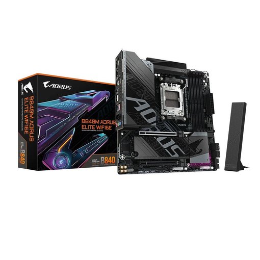 Imagen de MOTHERBOARD GIGABYTE B840M AORUS ELITE WIFI 6E AM5 DDR5 MICRO ATX