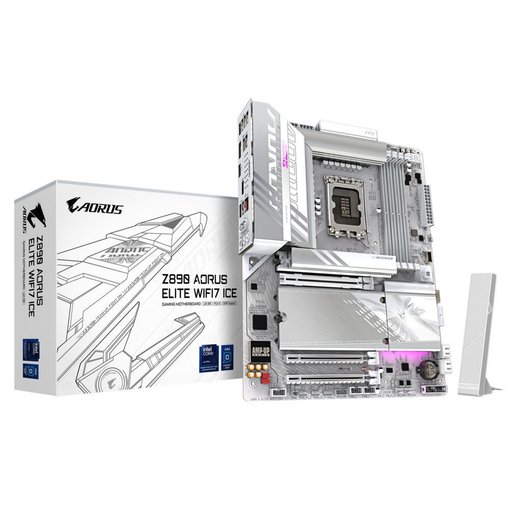 Imagen de MOTHERBOARD GIGABYTE Z890 AORUS ELITE WIFI 7 ICE LGA1851 DDR5 ATX