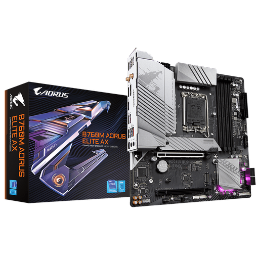 Imagen de MOTHERBOARD GIGABYTE B760M AORUS ELITE AX LGA1700 DDR5 MICRO ATX