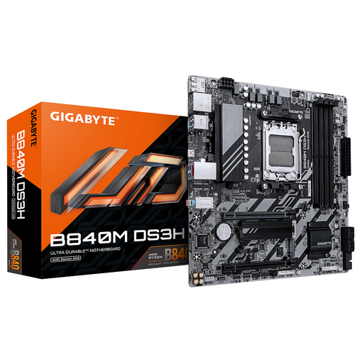 Imagen de MOTHERBOARD GIGABYTE B840M DS3H AM5 DDR5 MICRO ATX