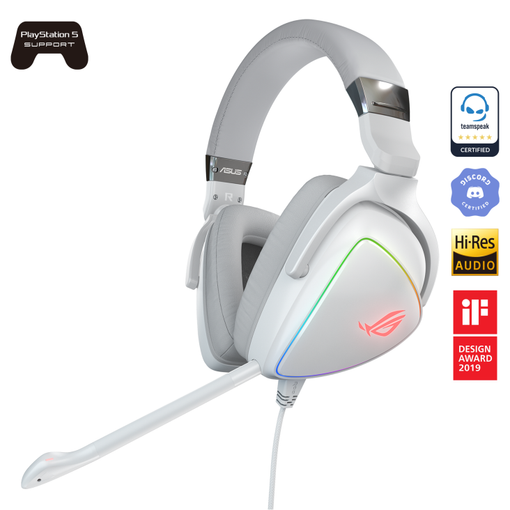 Imagen de VINCHA GAMER ASUS ROG DELTA WHITE USB-C RGB HI-RES CON MICRÓFONO