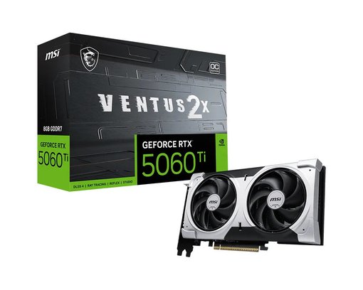 Imagen de TARJETA DE VIDEO MSI GEFORCE RTX 5060 TI VENTUS 2X OC PLUS 8GB GDDR7 PCIE 5.0