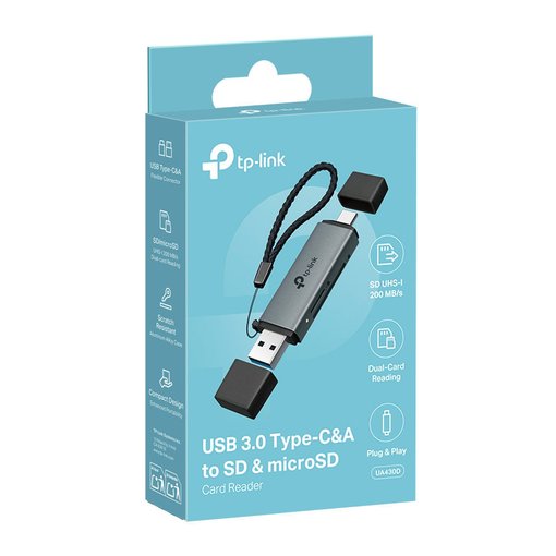 Lector de memoria TP-Link UA430D USB 3.0 USB-C para tarjetas SD y microSD
