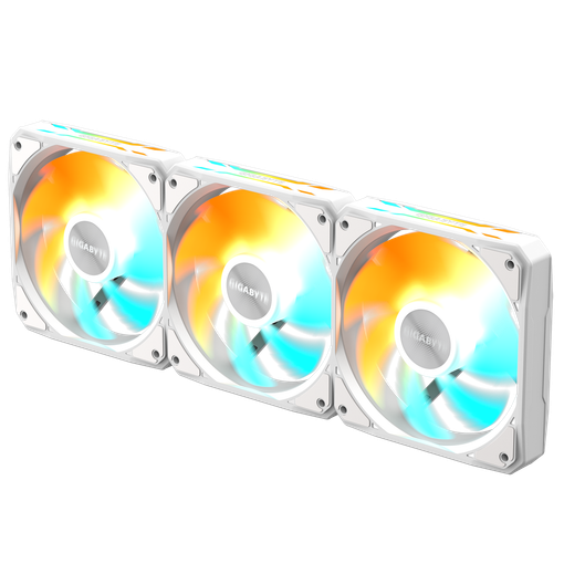 Imagen de KIT FAN GIGABYTE EZ CHAIN 120 ICE WHITE ARGB PWM 120MM X3 DAISY CHAIN GP-GBT EZFAN1203 ICE