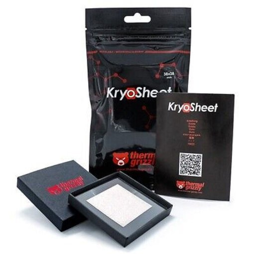 Thermal Grizzly KryoSheet 38x38mm — lámina térmica sólida de grafito, alta conductividad, reutilizable y fácil de instalar en CPU y GPU
