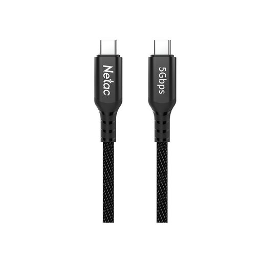 Cable Netac CC11BKCN USB‑A a USB‑C — carga rápida PD240W y transferencia de datos 5Gbps, construcción reforzada y conectores metálicos