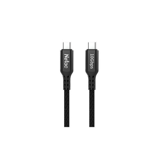 Cable Netac CC21BKCN USB‑C a USB‑C — carga rápida PD240W y transferencia de datos 10Gbps, construcción reforzada y conectores metálicos