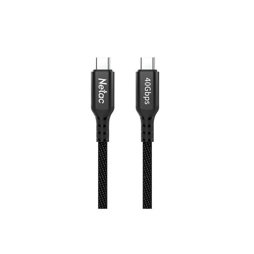 Cable Netac CC31BKCN USB‑C a USB‑C — carga rápida PD240W y transferencia de datos 40Gbps, construcción reforzada y conectores metálicos