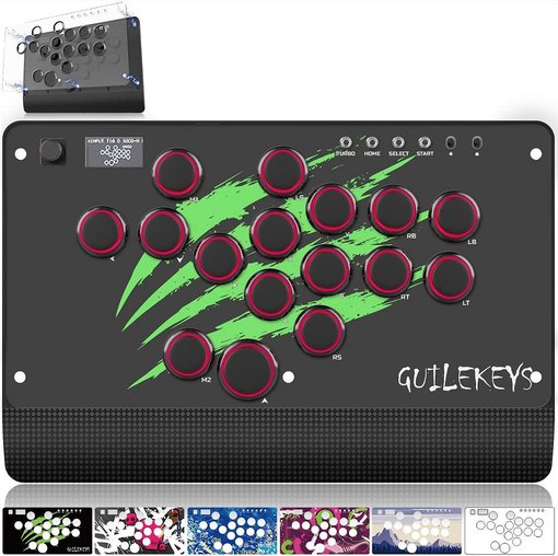 Imagen de ARCADE CONTROLLER GUILEKEYS GM-16 LEVERLESS 16 BOTONES MECANICOS RGB PC PS4 SWITCH