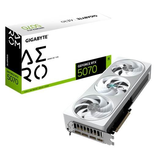 Imagen de TARJETA DE VIDEO GIGABYTE GEFORCE RTX 5070 AERO OC 12GB GDDR7 DLSS 4 PCIE 5.0 GV-N5070AERO-OC-12GD