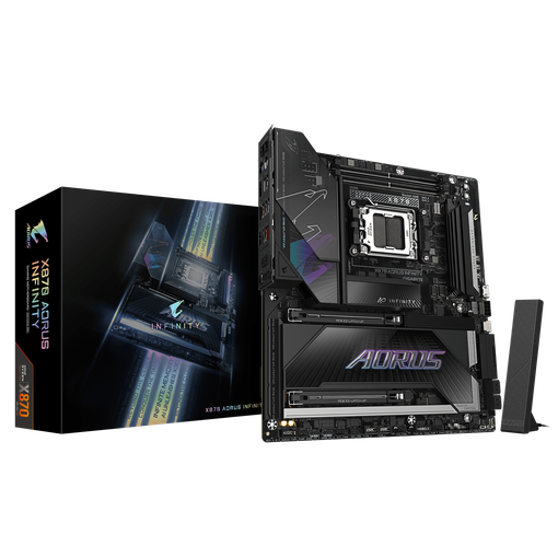 Imagen de MOTHERBOARD GIGABYTE X870 AORUS INFINITY AM5 DDR5 WIFI 7 5GBE USB4 E-ATX