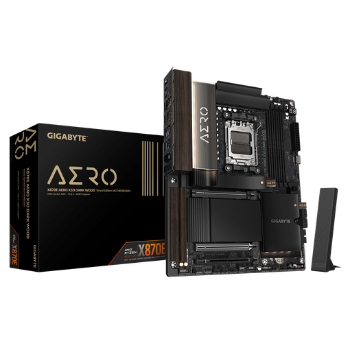 Imagen de MOTHERBOARD GIGABYTE X870E AERO X DARK WOOD AM5 DDR5 WIFI 7