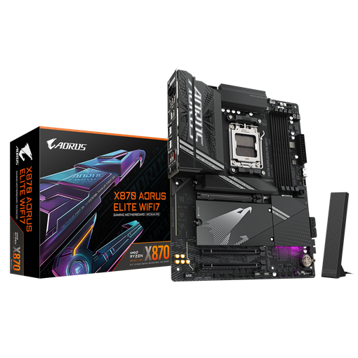 Imagen de MOTHERBOARD GIGABYTE X870 AORUS ELITE WIFI7 AM5 DDR5 PCIE 5.0 WIFI 7 2.5GBE ATX