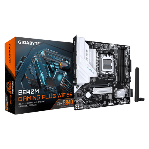 Imagen de MOTHERBOARD GIGABYTE B840M GAMING PLUS WIFI6E AM5 DDR5 8200MT/S WIFI 6E M-ATX