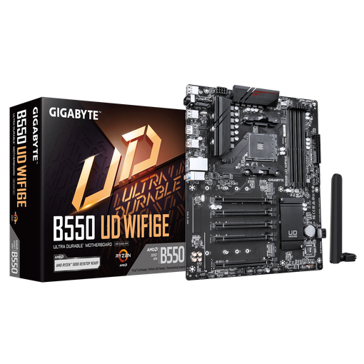 Imagen de MOTHERBOARD GIGABYTE B550 UD WIFI6E AM4 DDR4 PCIE 4.0 WIFI 6E ATX
