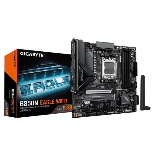 Imagen de MOTHERBOARD GIGABYTE B850M EAGLE WIFI7 AM5 DDR5 8200MT/S PCIE 5.0 WIFI 7 2.5GBE M-ATX