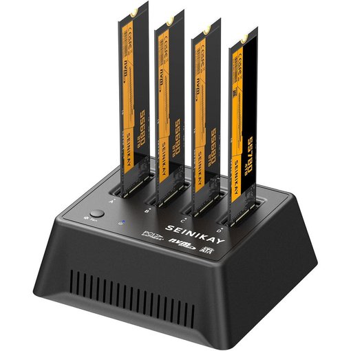 Imagen de DOCKING STATION SEINIKAY S30174P2 PARA 4 SSD M.2 NVME/SATA USB-C 10GBPS CON VENTILADOR