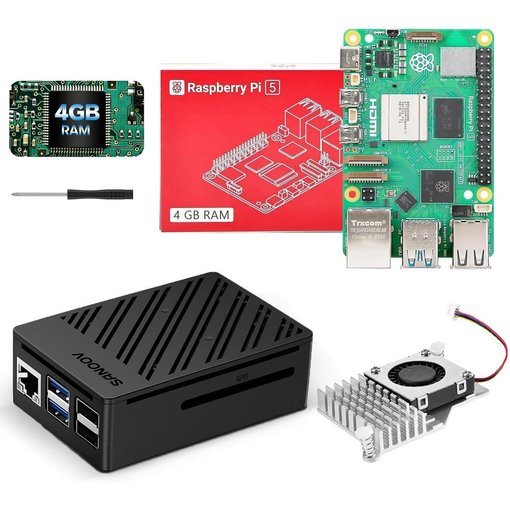 Imagen de RASPBERRY PI 5 SANOOV 4GB RAM STARTER KIT CON ACTIVE COOLER Y CASE ABS