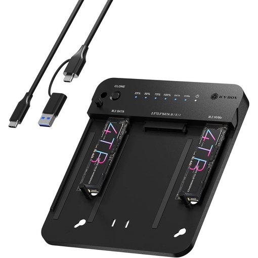 Imagen de CLONADOR ICY BOX IB-2913MCL-C31 M.2 NVME/SATA 2.5/3.5 SATA SSD HDD USB-C 10GBPS