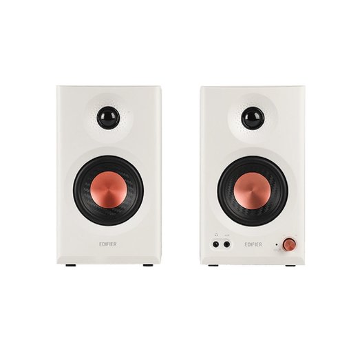Parlantes de estudio EDIFIER MR3 White, compactos, Hi‑Res, con woofer de 3.5" y tweeter de seda de 1"