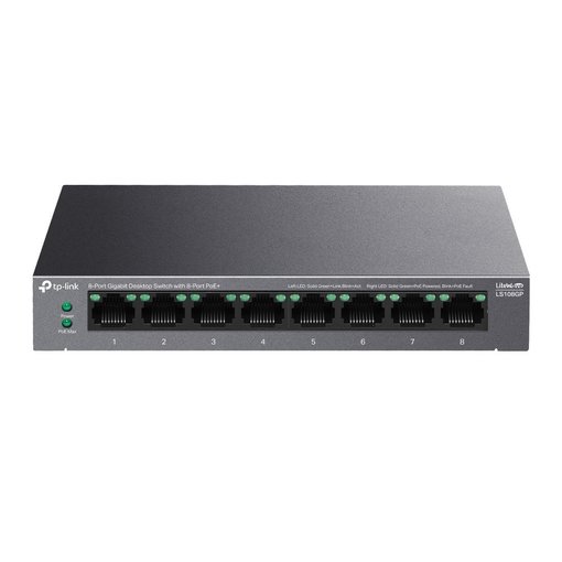Imagen de SWITCH TP-LINK LS108GP 8 PUERTOS GIGABIT POE+ 62W