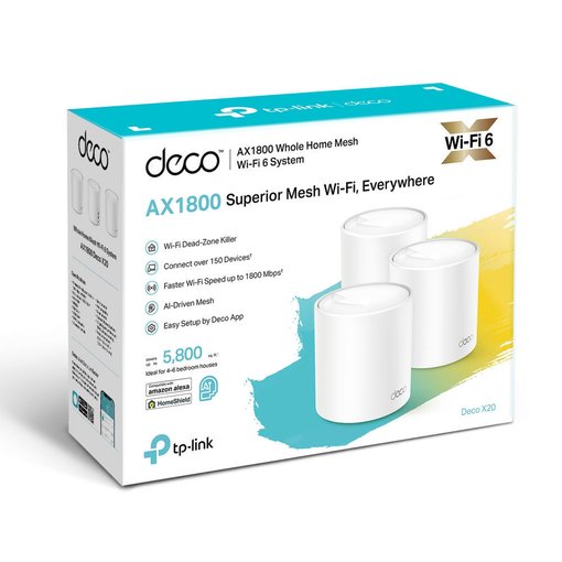 Sistema Wi-Fi Mesh TP-Link Deco X20 AX1800 de 3 unidades con tecnología Wi-Fi 6.