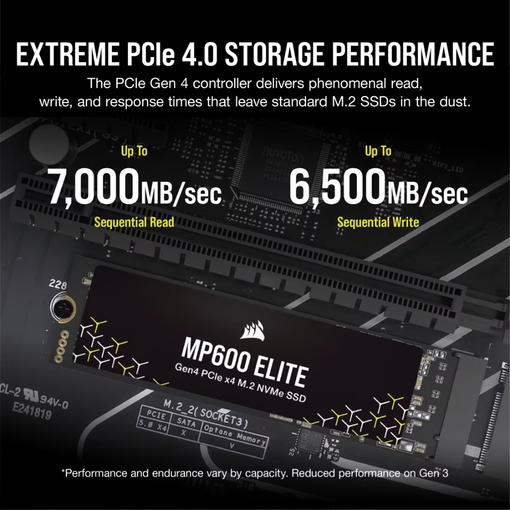 Imagen de DISCO SSD M.2 CORSAIR MP600 ELITE 4TB NVME PCIE 4.0 CSSD-F4000GBMP600ENH