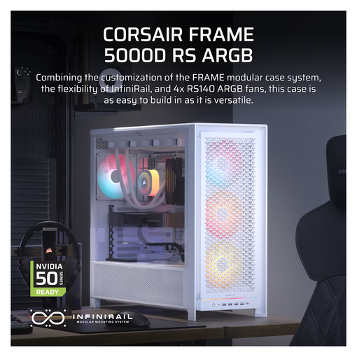Imagen de GABINETE CORSAIR FRAME 5000D RS ARGB WHITE CC-9011310-WW C/DETALLE