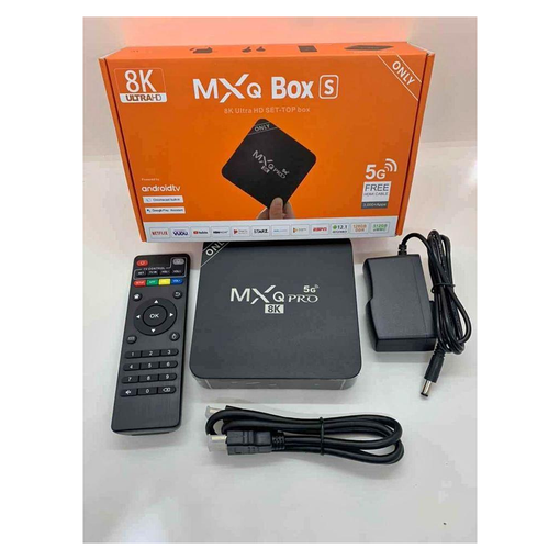 TV Box Android MXQ Pro 8K con 8GB RAM, 128GB de almacenamiento y Wi-Fi 5 GHz.
