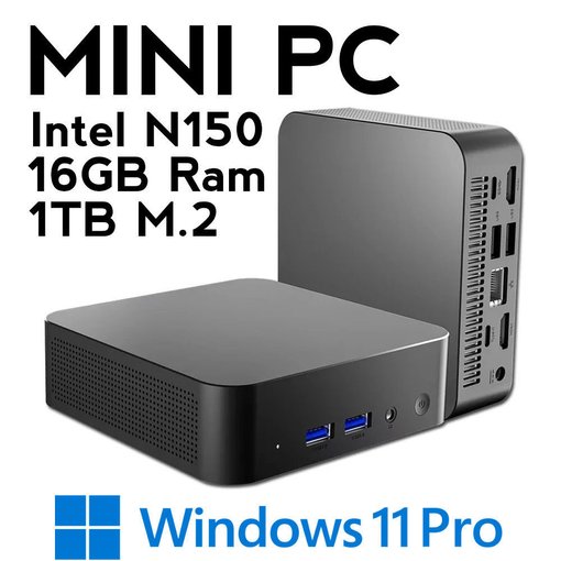 MINI PC Genérico Intel N150 3,6 GHz 16GB RAM 1TB SSD M.2 Windows 11 Pro