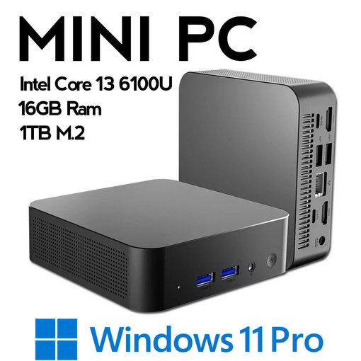 MINI PC Genérico Intel Core i3-6100U 16GB RAM 1TB SSD M.2 Windows 11 Pro