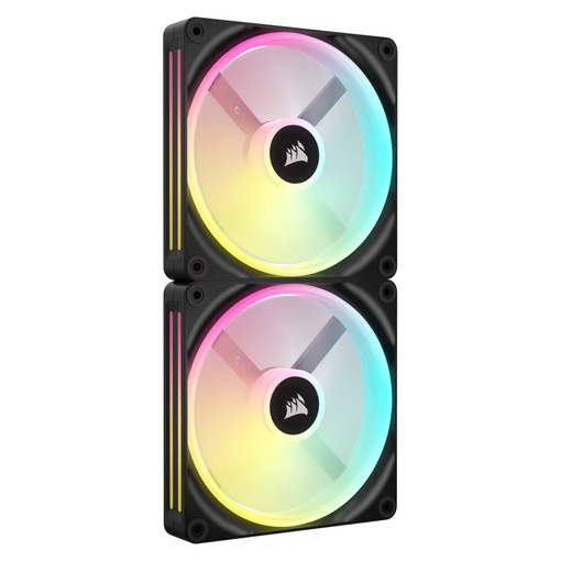 Kit de dos ventiladores CORSAIR iCUE LINK QX140 RGB negros de 140 mm con iluminación multizona